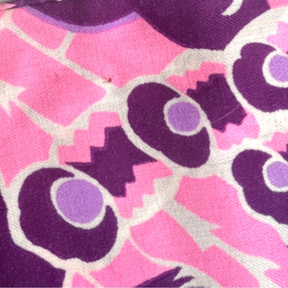 Vintage Silk Scarf Italy Oblong Pink Purple Floral 60s Flower Pucci Psychedelic - Picture 8 of 9